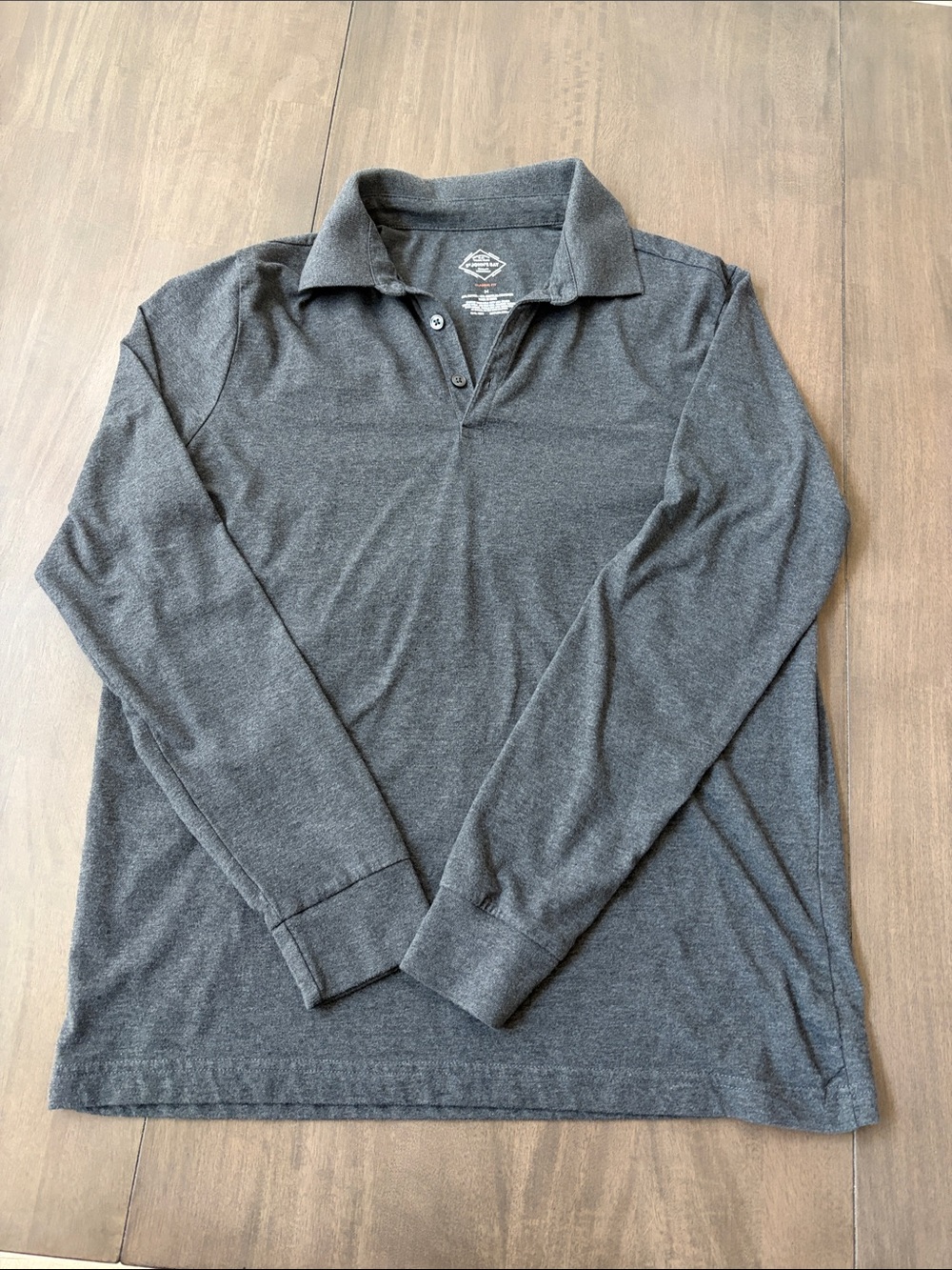 St. John's Bay Men's Long-Sleeve Polo Shirt - Charcoal